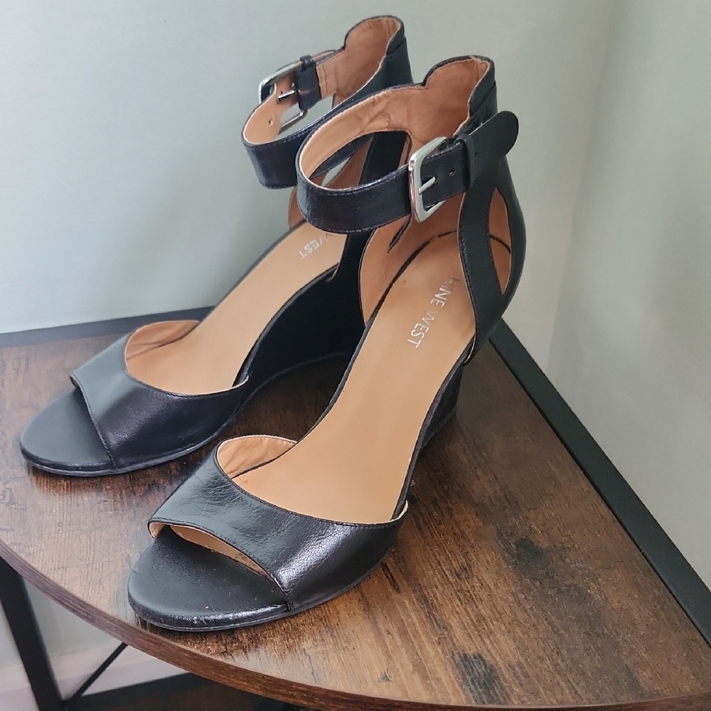 Nine West Black Stiletto Heels with Ankle Strap